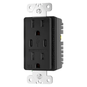 Graphite dual USB-C receptacle for indoor project applications