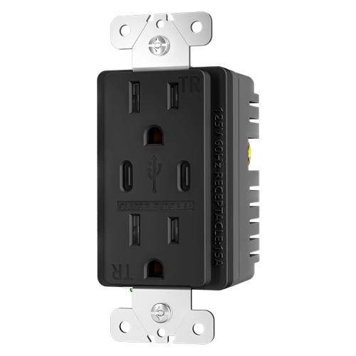 Graphite dual USB-C receptacle for indoor project applications