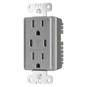 Grey dual USB-C charging receptacle for modern interior projects