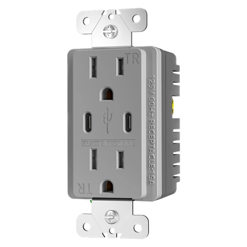 Grey dual USB-C charging receptacle for modern interior projects
