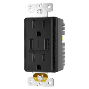 Graphite 5.0A USB receptacle for indoor multi-device charging applications