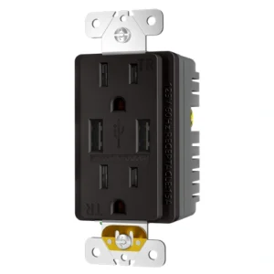 Ivory 15 amp high output USB receptacle for hospitality and residential use