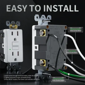 wiring 15A self-test GFCI receptacle with a modern replacement finish