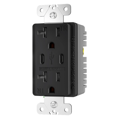 Graphite 20A NEMA 5-20R dual USB-C receptacle for indoor project use