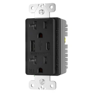 Graphite 20A combination USB receptacle with one USB-A and one USB-C port
