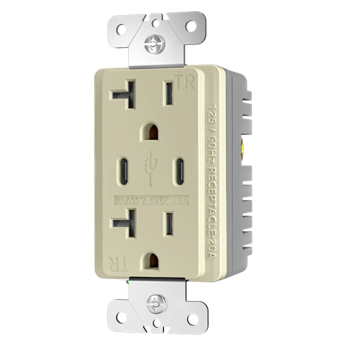 Ivory 20 amp dual Type C receptacle for medical, office, and project applications