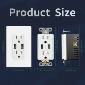 Wiring diagram for a 15A USB receptacle with integrated USB charging