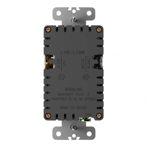 Back view of a UL listed USB receptacle with clearly marked wiring terminals