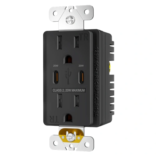 Graphite dual Type-C fast charging receptacle for contemporary project applications