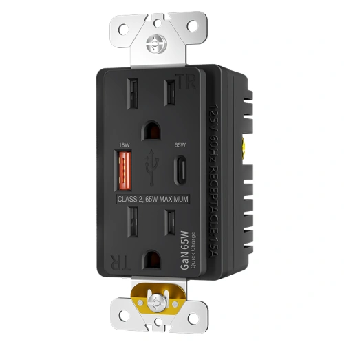 Graphite fast charging USB-A/C receptacle with a clean flush-style appearance