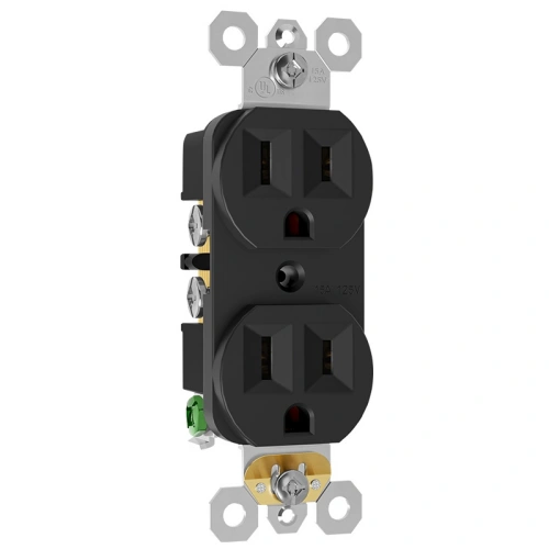 Black finish standard duplex outlet for legacy interior retrofit