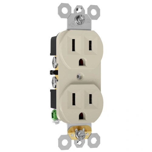 Almond 15A grounding receptacle for contractor bulk sourcing