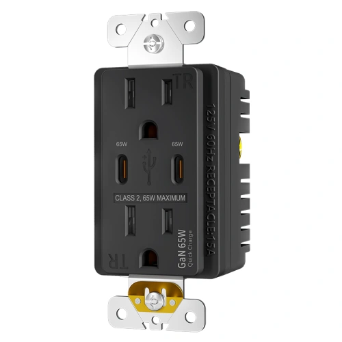 Graphite 15A GaN dual USB-C charging outlet with 65W maximum output