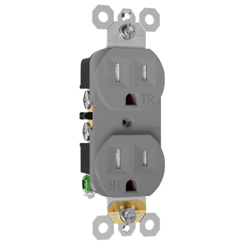 Grey 15 amp TR wall outlet for clinic and waiting-area interiors