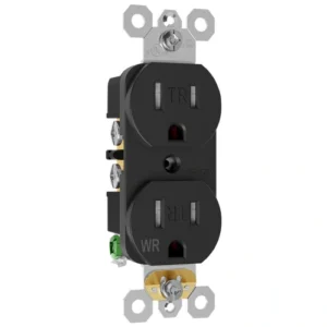 Graphite outdoor-rated receptacle for modern exterior kitchens and wet-area walls
