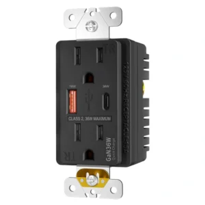 Graphite 15A GaN USB wall outlet with high-output Type-C charging capability