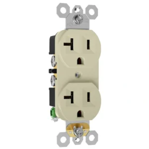 Almond finish 20 amp receptacle for contractor replacement inventory