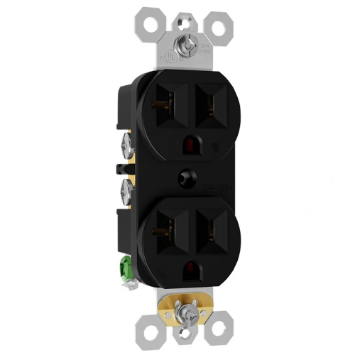 Black 20A T-slot receptacle for server room and equipment-wall replacement