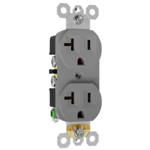 Grey heavy-duty duplex outlet for indoor MRO maintenance work