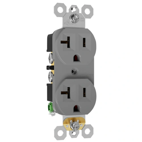 Grey heavy-duty duplex outlet for indoor MRO maintenance work