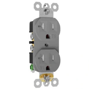 Grey heavy-duty TR outlet for public commercial interior power access