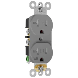 Grey heavy-duty outdoor outlet for municipal concrete walls and park facilities