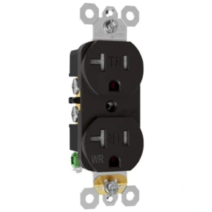 Brown 20 amp TR/WR receptacle for pavilion posts, decks, and wood exterior structures