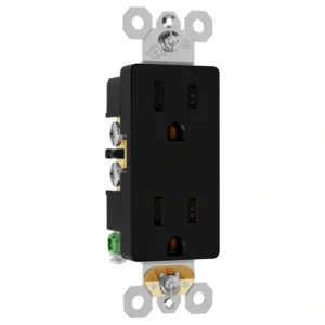 Black 15 amp decorator receptacle for modern commercial office interiors