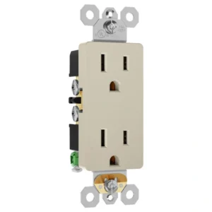 Ivory decorator receptacle matching classic office decor and commercial switches