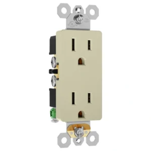 Almond 15A rectangular receptacle used in legacy commercial renovations