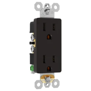 Brown 15A decorator receptacle perfect for wooden executive office walls