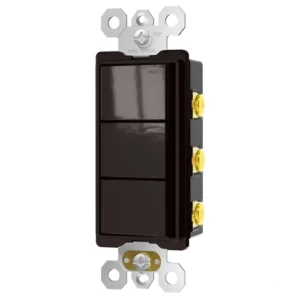 Brown TM-8 stacked rocker switch for darker interiors and vanity-area upgrades.