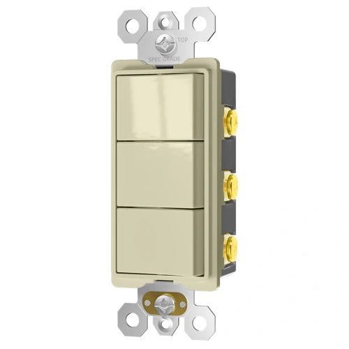 Ivory TM-8 3-function rocker switch for multi-unit bathroom retrofit projects.