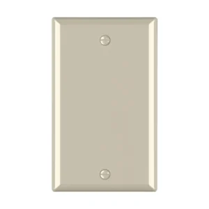 Almond 1-gang blank wallplate for covering light paint marks and drywall gaps.