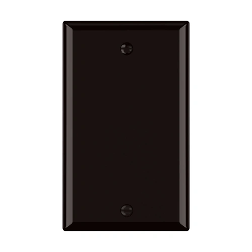brown 1-gang blank wallplate for wider retrofit coverage around old box openings.