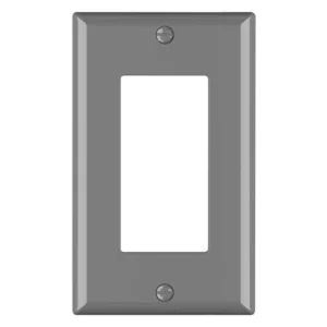 Grey 1-gang rectangular outlet plate for utility rooms, workshops, and facility maintenance.