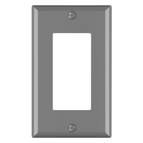 Grey 1-gang rectangular outlet plate for utility rooms, workshops, and facility maintenance.