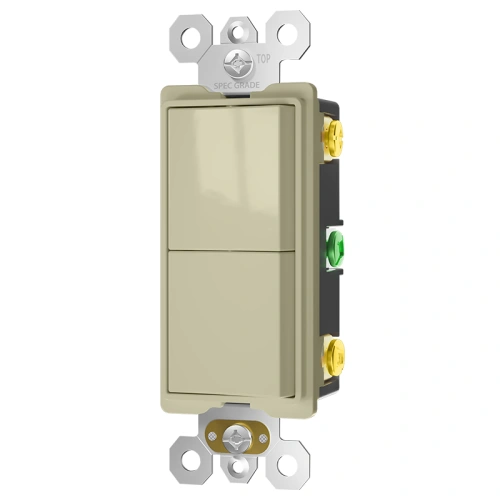Ivory TM-7 combination rocker switch for apartment bathroom retrofit projects.