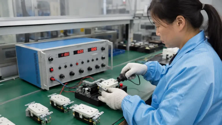 Receptacle plug-fit quality check on a ShengYu production testing station
