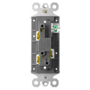 Rear terminal view of 3-way rocker switch showing common, traveler, and grounding connections.