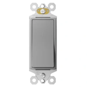 Grey 4-way rocker switch for office corridors and facility lighting replacement.