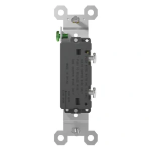Rear view of 15A single pole toggle switch showing switch terminals and grounding point.