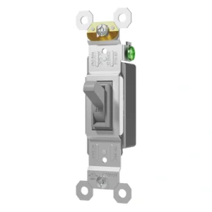Grey 15A toggle switch for utility rooms, service areas, and light commercial interiors.