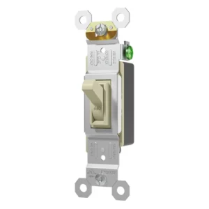 Ivory 15A single pole toggle switch for retrofit work in older residential units.