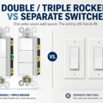Double and triple rocker switches compared with separate single-pole switches for wall space and electrical box fill